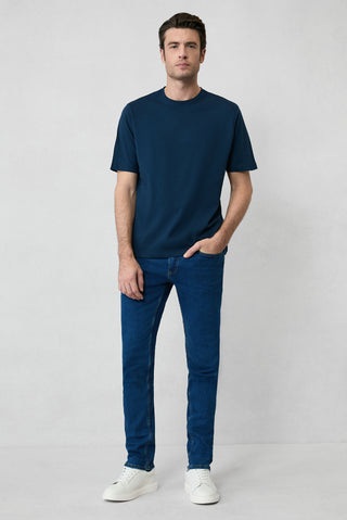  İndigo Relaxed Fit Rahat Kesim Pamuklu Likralı Esnek 4 Mevsim Denim Pantolon