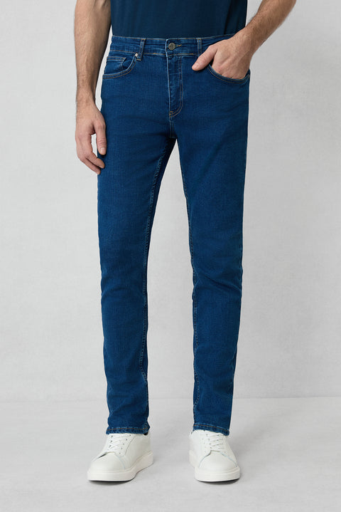 İndigo 7 Drop Slim Fit Dar Kesim Pamuklu Likralı Esnek 4 Mevsim Denim Pantolon