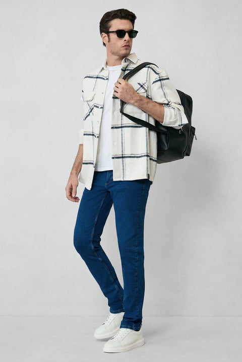 İndigo 7 Drop Slim Fit Dar Kesim Pamuklu Likralı Esnek 4 Mevsim Denim Pantolon