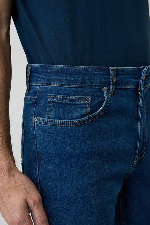 İndigo 7 Drop Slim Fit Dar Kesim Pamuklu Likralı Esnek 4 Mevsim Denim Pantolon