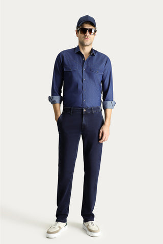  Koyu Lacivert 6 Drop Regular Fit Standart Kesim Likralı Denim Pantolon
