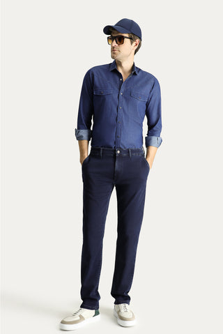  Koyu Lacivert 6 Drop Regular Fit Standart Kesim Likralı Denim Pantolon