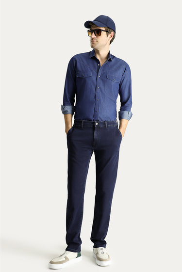 Koyu Lacivert Regular Fit Likralı Denim Pantolon
