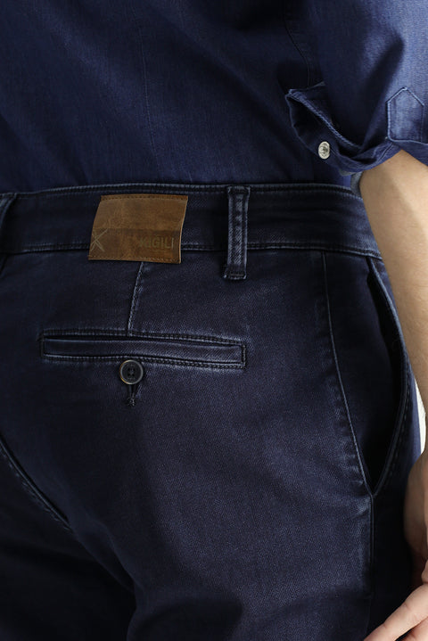 Koyu Lacivert 6 Drop Regular Fit Standart Kesim Likralı Denim Pantolon