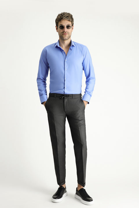 Marengo 7 Drop Slim Fit Dar Kesim Beli Lasikli İpli Klasik Kumaş Pantolon