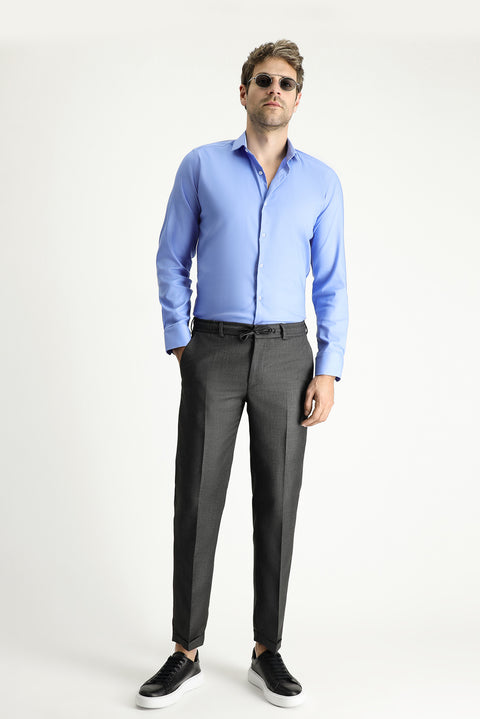 Marengo 7 Drop Slim Fit Dar Kesim Beli Lasikli İpli Klasik Kumaş Pantolon