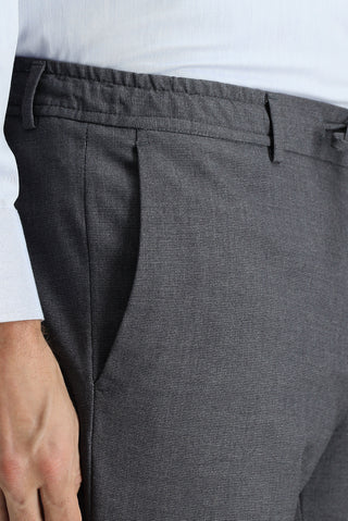  Koyu Füme 7 Drop Super Slim Fit Eksra Dar Kesim Likralı Beli Lastikli İpli Klasik Kumaş Pantolon