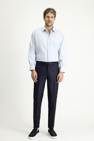  Koyu Lacivert Super Slim Fit Ekstra Dar Kesim Desenli Likralı Klasik Kumaş Pantolon