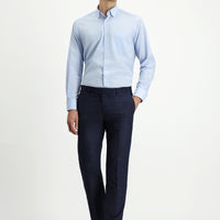 Koyu Lacivert 7 Drop Slim Fit Dar Kesim Desenli Likralı Klasik Kumaş Pantolon