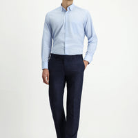 Koyu Lacivert 7 Drop Slim Fit Dar Kesim Desenli Likralı Klasik Kumaş Pantolon