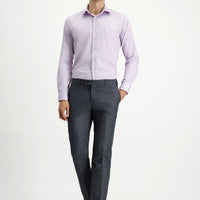 Orta Füme Slim Fit Dar Kesim Desenli Likralı Klasik Kumaş Pantolon