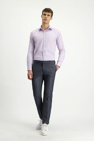  Orta Füme Slim Fit Dar Kesim Desenli Likralı Klasik Kumaş Pantolon