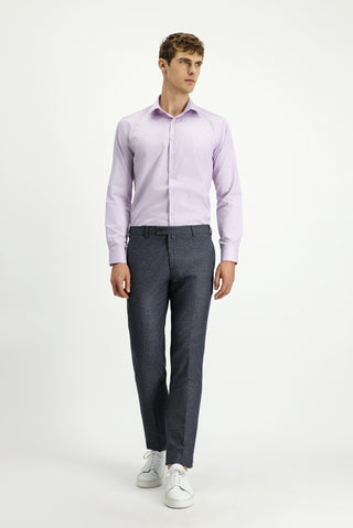  Orta Füme Slim Fit Dar Kesim Desenli Likralı Klasik Kumaş Pantolon