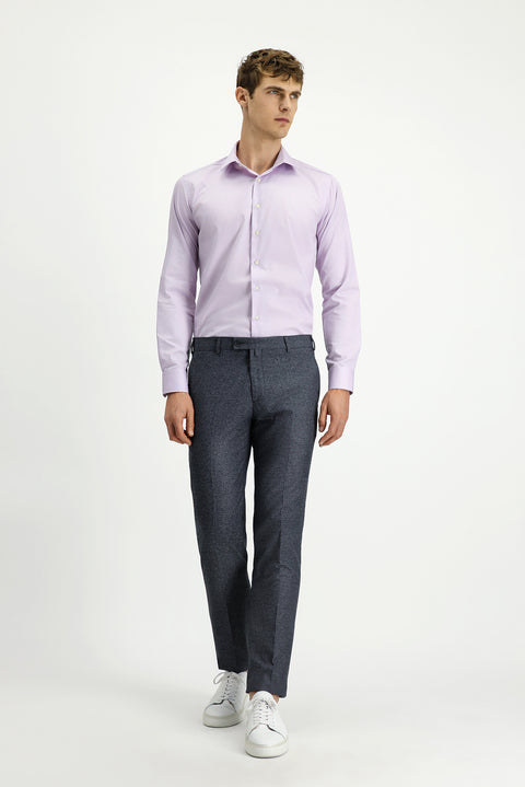 Orta Füme 7 Drop Slim Fit Dar Kesim Desenli Likralı Klasik Kumaş Pantolon