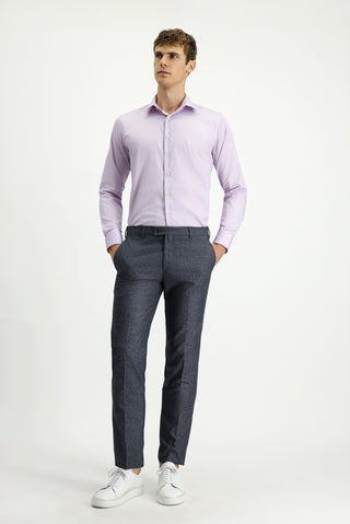  Orta Füme 7 Drop Slim Fit Dar Kesim Desenli Likralı Klasik Kumaş Pantolon