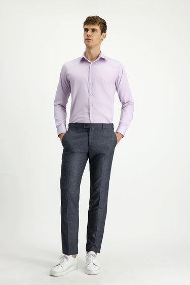 Orta Füme Slim Fit Dar Kesim Desenli Likralı Klasik Kumaş Pantolon