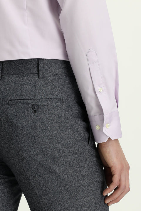 Orta Füme 7 Drop Slim Fit Dar Kesim Desenli Likralı Klasik Kumaş Pantolon