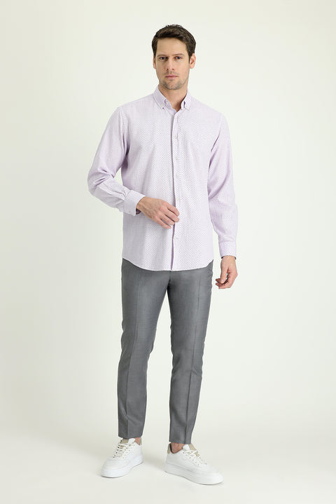 Açık Gri 6 Drop Regular Fit Standart Kesim Klasik Kumaş Pantolon