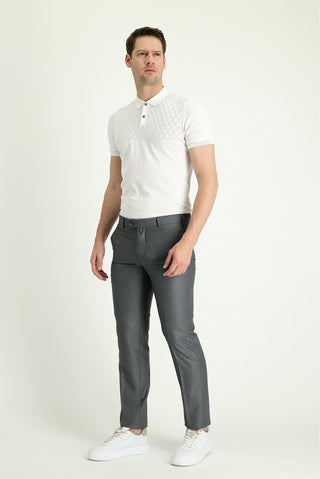  Orta Gri Slim Fit Dar Kesim Klasik Kumaş Pantolon