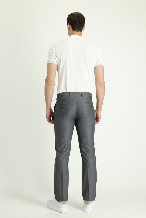 Medium Grey 7 Drop Slim Fit Classic Fabric Trousers