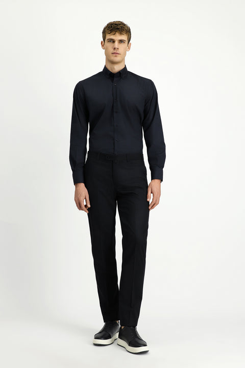 Siyah 4 Drop Relaxed Fit Rahat Kesim Klasik Kumaş Pantolon