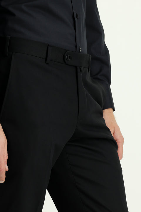 Siyah 7 Drop Slim Fit Dar Kesim Klasik Kumaş Pantolon