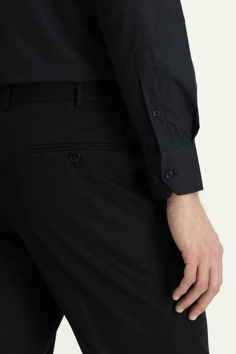 Siyah 4 Drop Relaxed Fit Rahat Kesim Klasik Kumaş Pantolon