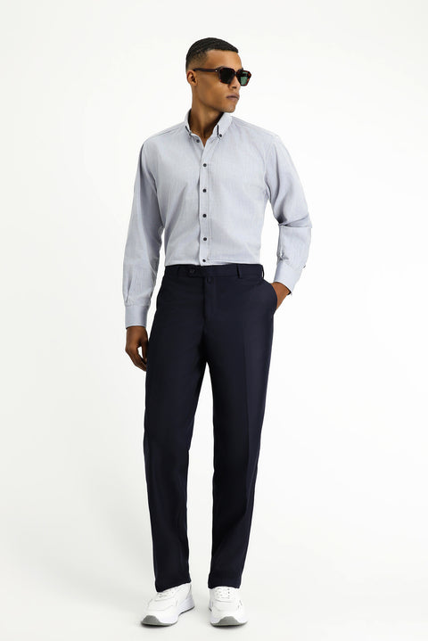 Siyah Lacivert 7 Drop Slim Fit Dar Kesim Klasik Kumaş Pantolon