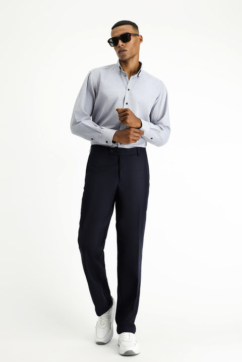 Siyah Lacivert 4 Drop Relaxed Fit Rahat Kesim Klasik Kumaş Pantolon