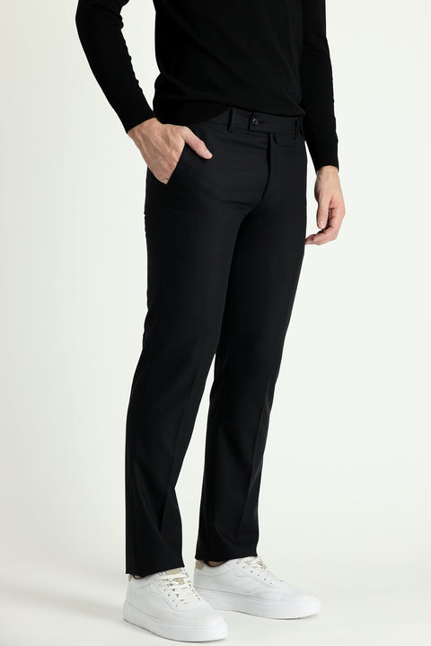 Koyu Siyah 6 Drop Regular Fit Standart Kesim Klasik Kumaş Pantolon