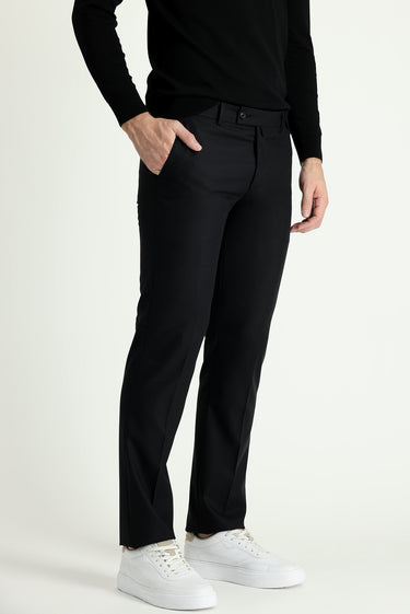  Koyu Siyah Relaxed Fit Rahat Kesim Klasik Kumaş Pantolon
