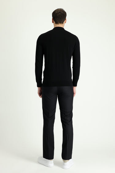  Koyu Siyah Relaxed Fit Rahat Kesim Klasik Kumaş Pantolon
