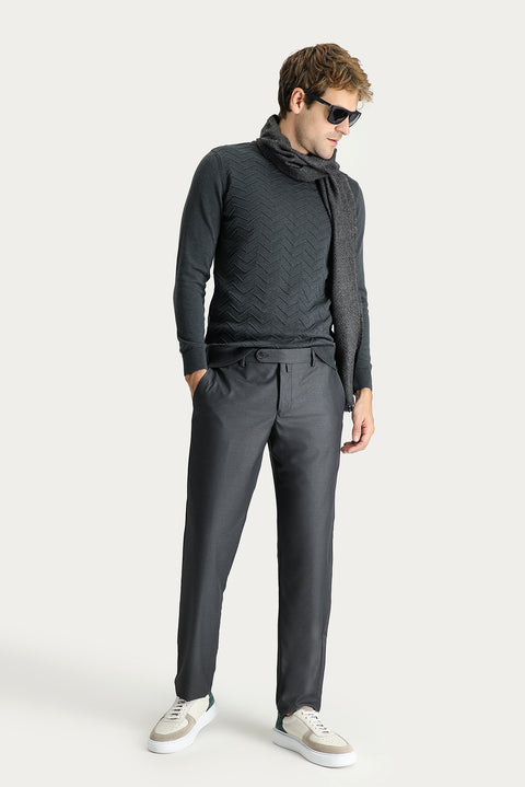 Orta Antrasit 7 Drop Slim Fit Dar Kesim Klasik Kumaş Pantolon