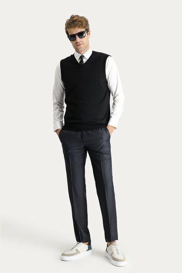 Koyu Antrasit Slim Fit Dar Kesim Klasik Kumaş Pantolon
