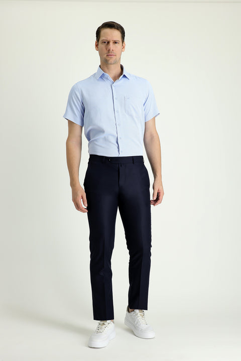 Dark Navy 4 Drop Relaxed Fit Classic Fabric Trousers
