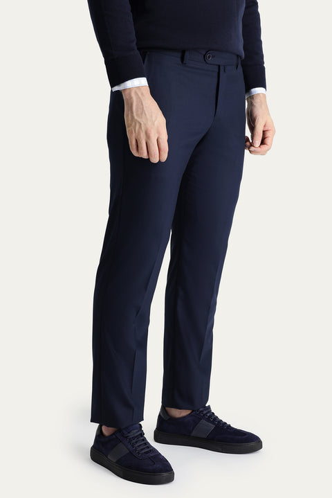 Dark Navy 6 Drop Regular Fit Standard Cut Classic Fabric Trousers