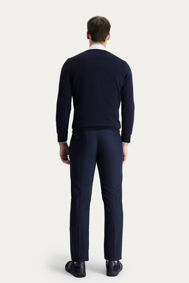  Koyu Lacivert Slim Fit Dar Kesim Klasik Kumaş Pantolon