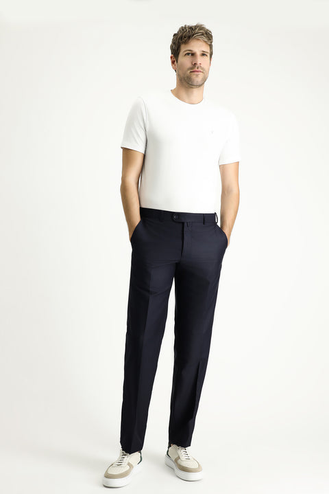 Siyah Lacivert 7 Drop Slim Fit Dar Kesim Klasik Kumaş Pantolon