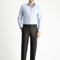 Dark Brown 7 Drop Slim Fit Classic Fabric Trousers