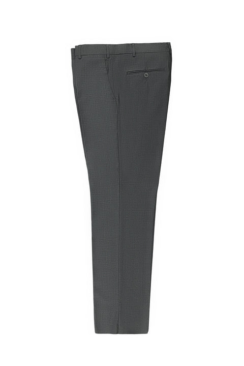 Light Gray 6 Drop Regular Fit Standard Cut Classic Fabric Trousers