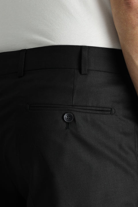 Siyah 6 Drop Regular Fit Standart Kesim Likralı Klasik Kumaş Pantolon