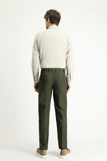 Orta Haki Slim Fit Dar Kesim Likralı Klasik Kumaş Pantolon