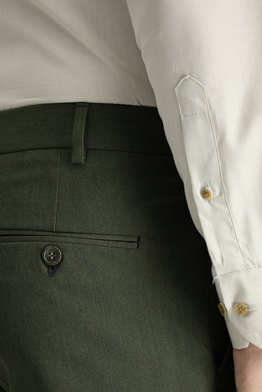 Orta Haki Slim Fit Dar Kesim Likralı Klasik Kumaş Pantolon