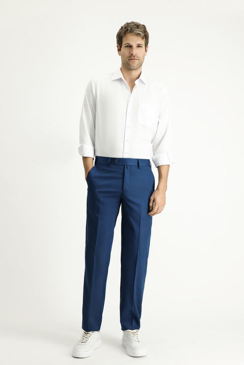 Koyu Petrol 7 Drop Slim Fit Dar Kesim Likralı Klasik Kumaş Pantolon
