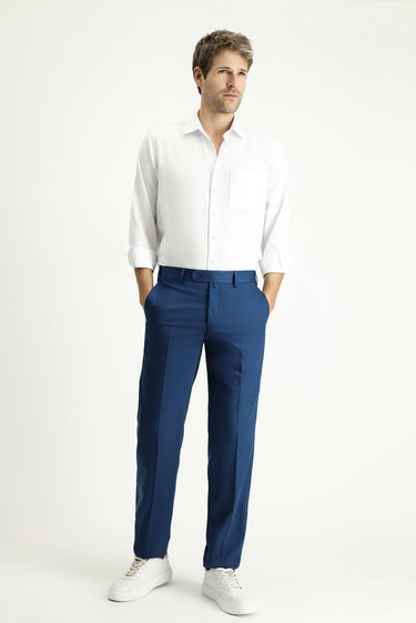  Koyu Petrol Slim Fit Dar Kesim Likralı Klasik Kumaş Pantolon