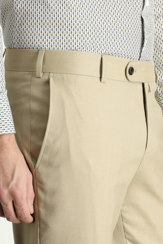  Koyu Bej Slim Fit Dar Kesim Likralı Klasik Kumaş Pantolon