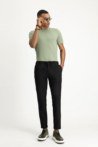  Siyah 7 Drop Super Slim Fit Eksra Dar Kesim Beli Lastikli İpli Gofre Likralı Klasik Kumaş Pantolon