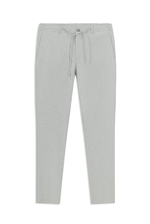 Bulut Gri 7 Drop Super Slim Fit Eksra Dar Kesim Beli Lastikli İpli Gofre Likralı Klasik Kumaş Pantolon