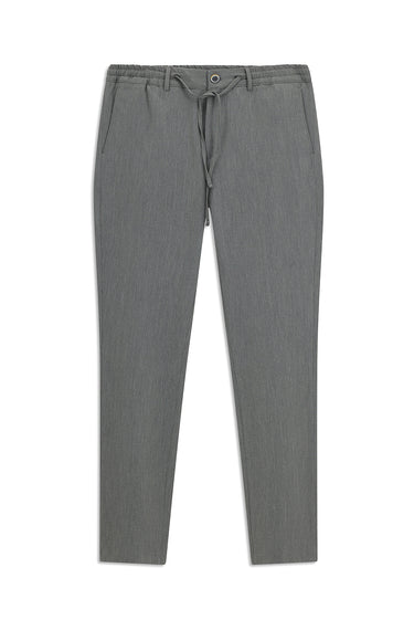 Koyu Füme Super Slim Fit Ekstra Dar Kesim Beli Lastikli İpli Gofre Likralı Klasik Kumaş Pantolon