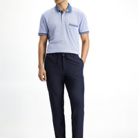Siyah Lacivert Super Slim Fit Ekstra Dar Kesim Beli Lastikli İpli Gofre Likralı Klasik Kumaş Pantolon